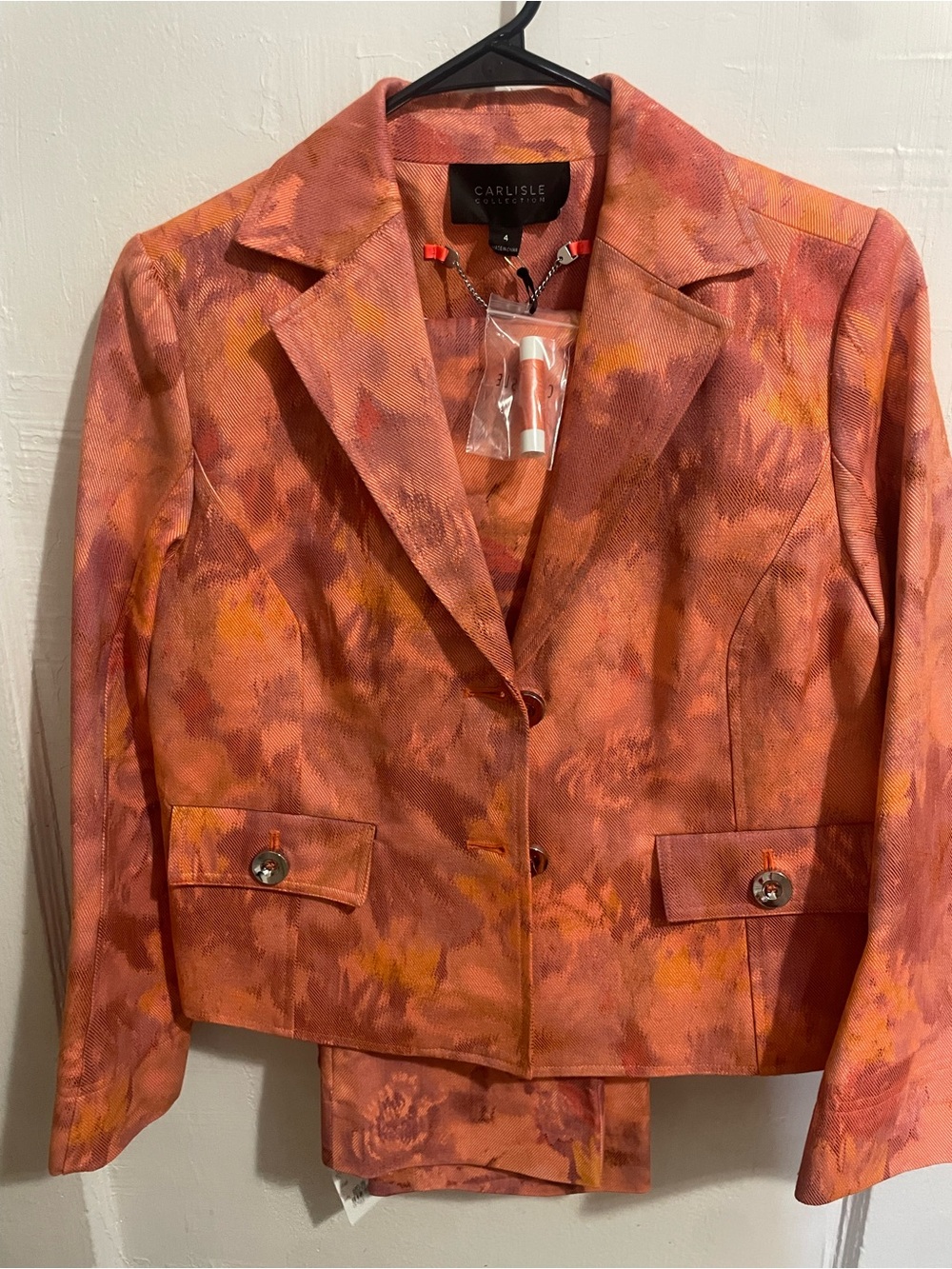 Carlisle Orange-Pink Floral Cropped Blazer